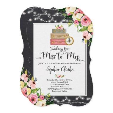 Travel Bridal Shower Invitations Miss To Mrs Floral