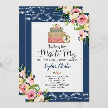 Travel Bridal Shower Invitations Miss To Mrs Floral