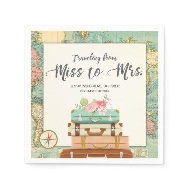 Travel Bridal shower Paper Napkin Miss to Mrs