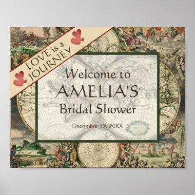 Travel Bridal Shower Welcome Map Love is a Journey Poster