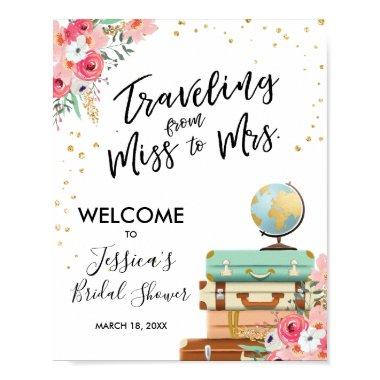 Travel Bridal shower Welcome Sign Miss to Mrs