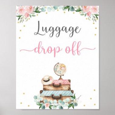 Travel Floral Bridal Shower Luggage Drop Off Sign