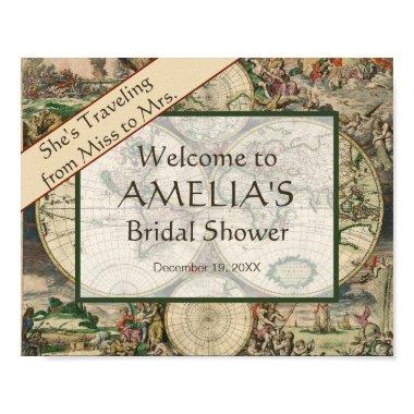 Travel Map Bridal Shower Welcome Sign Miss to Mrs