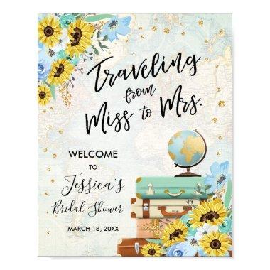 Travel Miss to Mrs Bridal Shower Welcome Sign