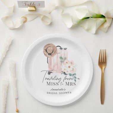 Travel Miss to Mrs Pink Suitcase  Paper Plates