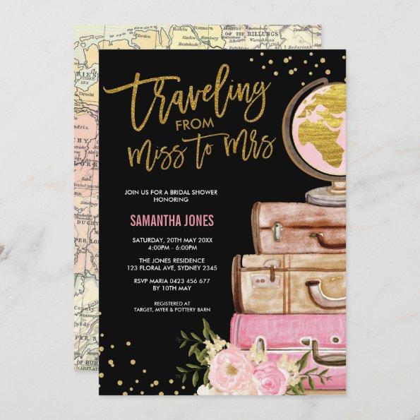 Travel Suitcase Bridal Shower Around the World Invitations