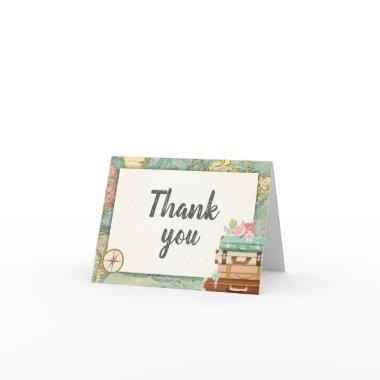 Travel Thank you Invitations World map Miss to Mrs Bridal