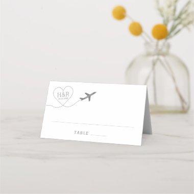 Travel Theme Airplane Heart Monogram Place Invitations
