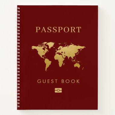 Travel Theme Guest Book Destination Passport Red