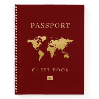 Travel Theme Guest Book Destination Passport Red