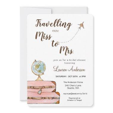 Travel Theme Miss to Mrs Bridal Shower Invitations