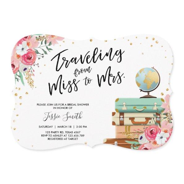 Travel themed Bridal shower Invitations Miss to Mrs