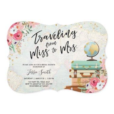 Travel themed Bridal shower Invitations Miss to Mrs