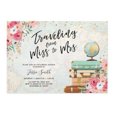 Travel themed Bridal shower Invitations Miss to Mrs