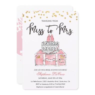 Travel Themed Floral Bridal Shower Invitations