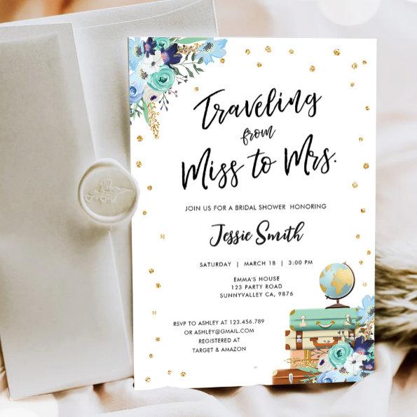 Traveling From Miss to Mrs Adventure Bridal Shower Invitations