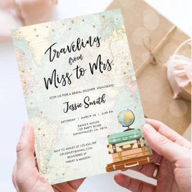 Traveling From Miss to Mrs Adventure Bridal Shower Invitations