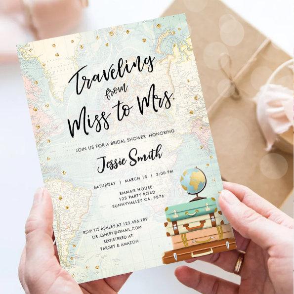 Traveling From Miss to Mrs Adventure Bridal Shower Invitations