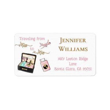 Traveling From Miss to Mrs Bridal Shower Address Label
