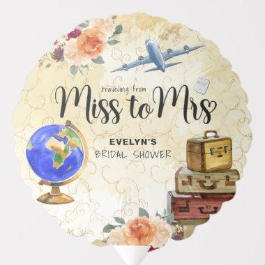 Traveling From Miss to Mrs Bridal Shower Balloon
