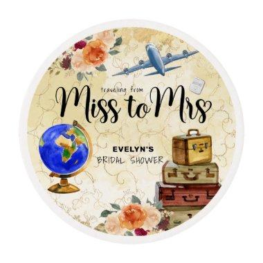 Traveling From Miss to Mrs Bridal Shower Edible Frosting Rounds