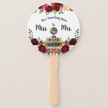 Traveling from Miss to Mrs bridal shower favor Hand Fan