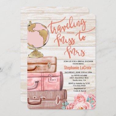 Traveling from Miss to Mrs Bridal Shower Invitations