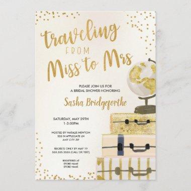 Traveling from Miss to Mrs bridal shower Invitations