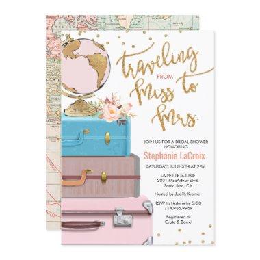 Traveling from Miss to Mrs Bridal Shower Invitations