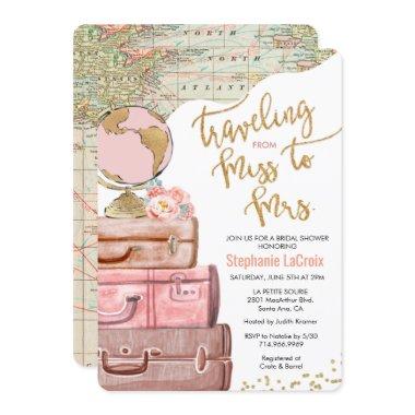 Traveling from Miss to Mrs Bridal Shower Invitations