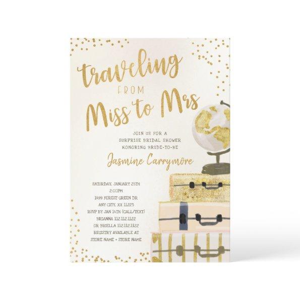 Traveling from Miss to Mrs Bridal Shower Invitations