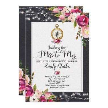 Traveling From Miss To Mrs Bridal Shower Invite