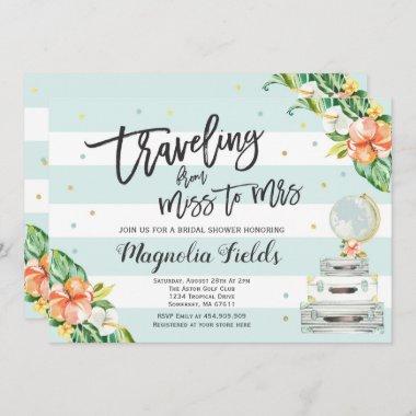 Traveling From Miss To Mrs Bridal Shower Invite
