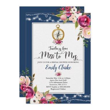 Traveling From Miss To Mrs Bridal Shower Invite