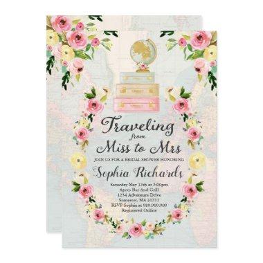 Traveling From Miss To Mrs Bridal Shower Invite