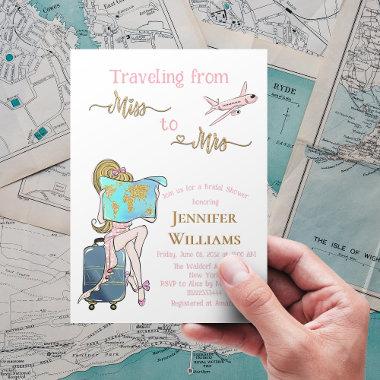 Traveling From Miss to Mrs Bridal Shower Journey Invitations