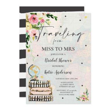 Traveling From Miss to Mrs Bridal Shower Map Bride Invitations