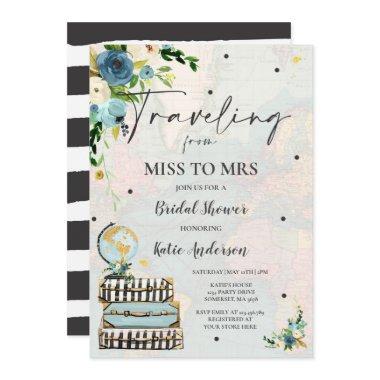 Traveling From Miss to Mrs Bridal Shower Map Bride Invitations