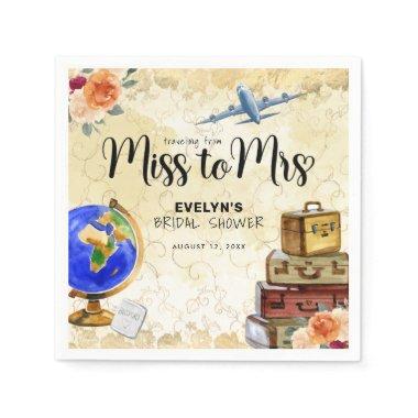 Traveling From Miss to Mrs Bridal Shower Napkins