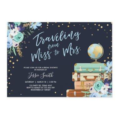 Traveling From Miss to Mrs Floral Bridal Shower Invitations