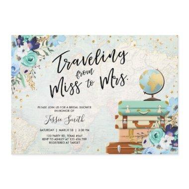 Traveling From Miss to Mrs Floral Bridal Shower Invitations