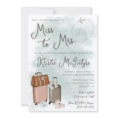 Traveling from Miss to Mrs. Modern Luggage Invitations