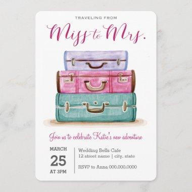 Traveling from Miss to Mrs. Pink Bridal Shower Invitations