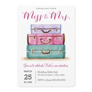 Traveling from Miss to Mrs. Pink Bridal Shower Invitations