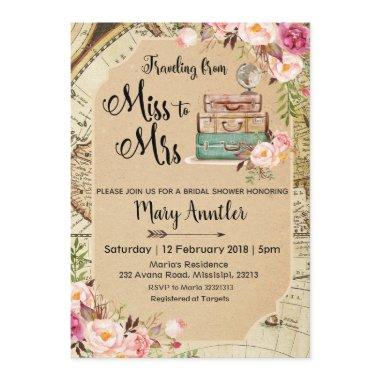 Traveling Luggage Bridal Shower Invitations