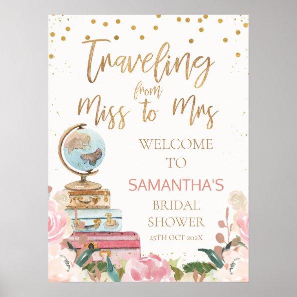 Traveling Miss to Mrs Bridal Shower Welcome Sign