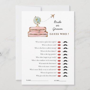 Traveling Miss to Mrs. 'Guess Who' Shower game Invitations
