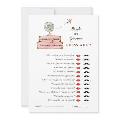 Traveling Miss to Mrs. 'Guess Who' Shower game Invitations