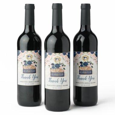 Traveling Miss to Mrs Navy Blush  Wine Label