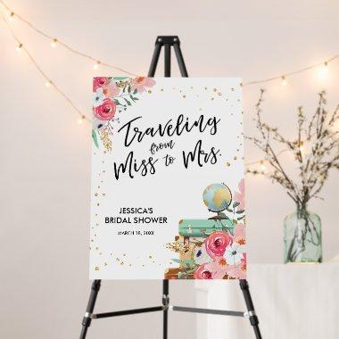 Traveling Miss to Mrs Pink Floral Bridal Shower Foam Board